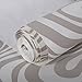 QIHANG Modern Abstract Curve 3D Wallpaper Roll Mural Papel De Parede Flocking for Striped Cream-White&Silver Color 0.7m x 8.4m=5.88SQM