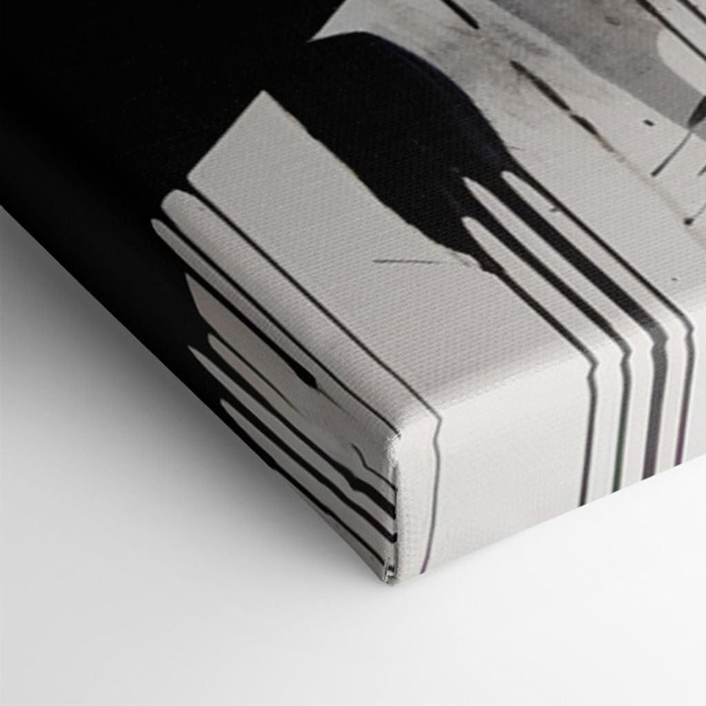 Canvas for Living room. Black and White Urban Energy An Abstract Geometric Symphony in Digital Brushstrokes, 27 x 18 inch Canvas Wall Art - Ready to Hang