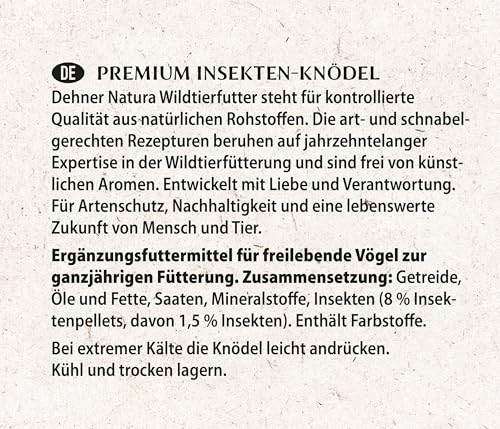 Dehner Natura Premium Meisenknödel mit Netz, Insektenknödel, ganzjähriges Wildvogelfutter proteinreich / energiereich, 30 Stück je 90 g (2.7 kg), Karton aus FSC-zertifizierter Produktion