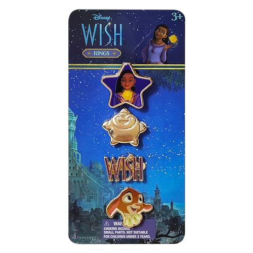 LUV HER Disney Jewelry: 4-Piece Adjustable Rings for Girls (Wish Rings with metal charm) Dress Up For Girls Perfect Disney Gifts For 6-Year-Old Girl Kid Ring For Girls Disney Wish Accessories Ages 4+ - Image 3