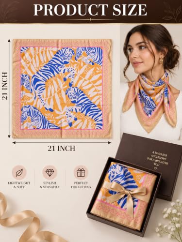 Image of Ravaiyaa - Attitude is everything Women Printed Silk Bandana 21 x 21 Inch Square Headband & Hair Wrap, Soft & Versatile | Fashion Neck Wrap