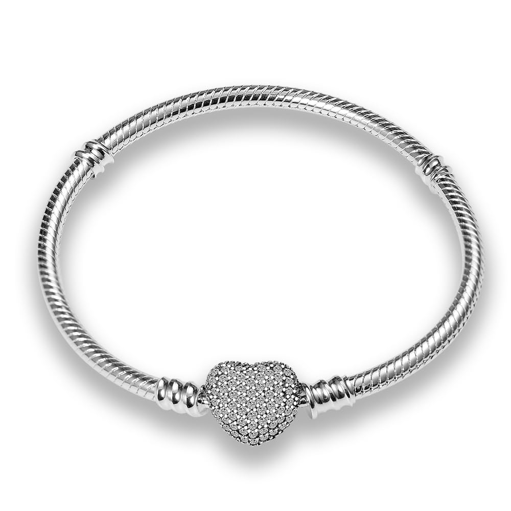 KUNSIR Moments-Bracciale Donna Adatto per Ciondolo Argento Sterling 925 Braccialetto Snake Bracciali Compatibile con Pandora Ciondolo B2