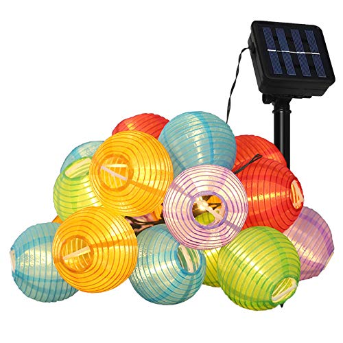 Lamker 30LED Lanterne Guirlande Lumineuse Multicolore Solaire Exterieur Étanche Guirlandes Lumineuses 8 Modes Lumière Lampion pour Jardin Terrasse Balcon Patio Fenêtre Arbre Noël Mariage Décoration Cover