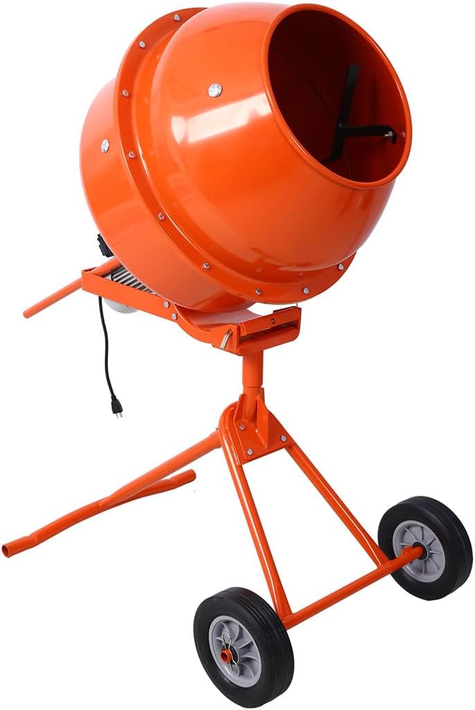 8 Cu. Ft. Cement Mixer, Portable Electric Concrete Cement Mixer Barrow Machine Mixing Mortar, Freestanding Cement Mixing Tools with Wheels for Stucco Mortar,4.6 cu. ft.