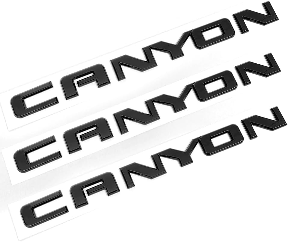 3pack Canyon Emblems Side Door Rear Tailgate 3D Badge Compatible with Canyon Denali 22900425 (Black)