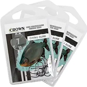 Kit 30 Anzóis Chinu Sure Black Crown N°07 Sem Farpa e Fisga