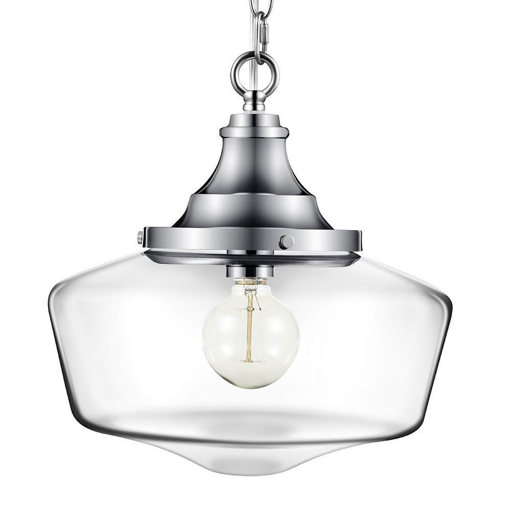 Pendant Light, Morden Fort Single CLoseing Glass Pendant Light Polished Nickel Light for Living Room