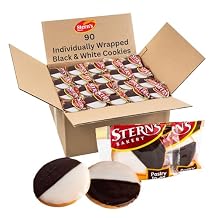 Black & White Cookies | 90 Individually Wrapped Cookies | NY Style Black and White Cookies | Cookies Snack Packs | Lunchbox Snacks | Office Snacks | Kosher, Dairy & Nut Free | Sterns Bakery