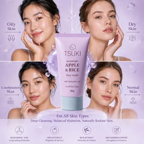Image of Apple & Rice Facewash, 50 g | Deep Cleansing, Hydration & Skin Brightening, Gentle Daily Cleanser, For Dry, Oily & Combination Skin