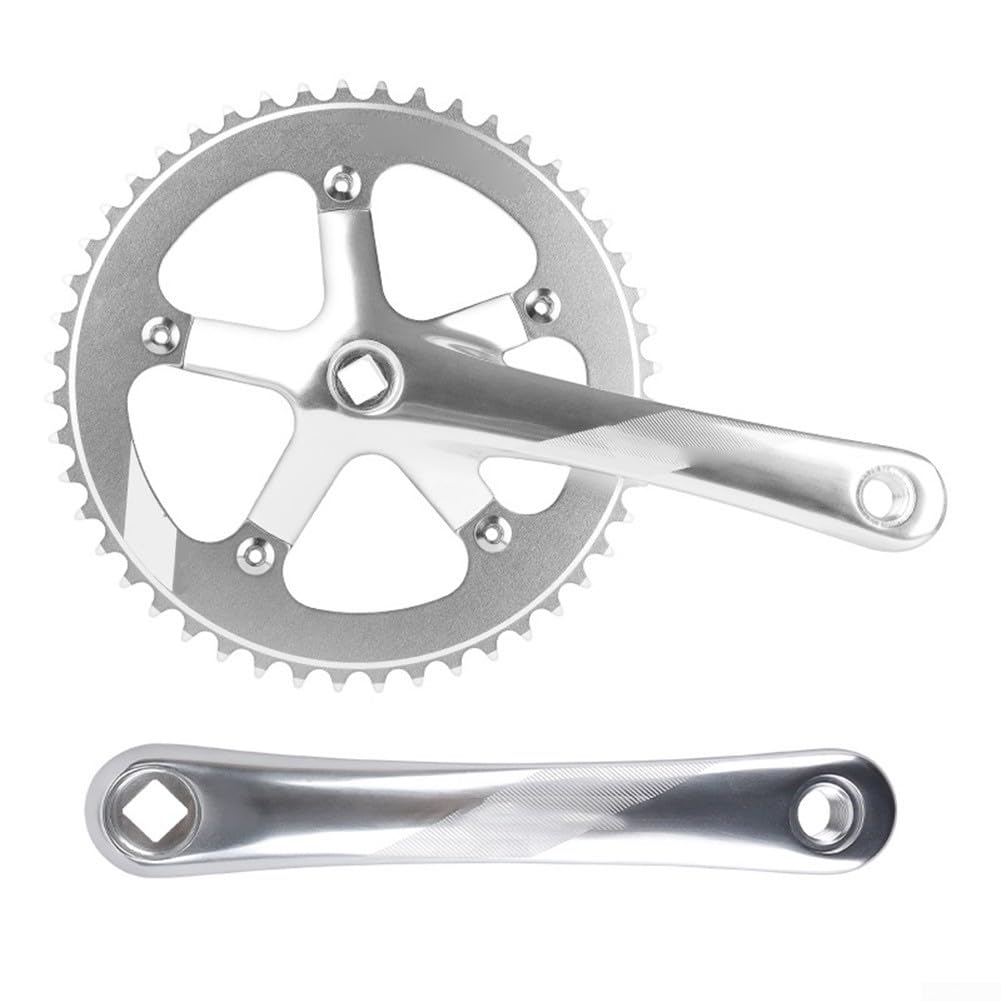 Guarnitura di ricambio 130BCD 48T, corona singola, 170 mm, pedivella, foro quadrato per bici a scatto fisso, progettata per adattarsi agli standard del movimento centrale 103 (argento)