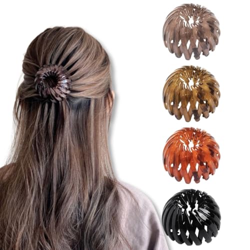 Pewosrid 鳥の巣 マジックヘアクリップ バンスクリップ バンスクリップ 4個 バンスクリップ パンメーカー 拡張可能 ポニーテール ホルダー 櫛 ヘア シュシュ 細く太い 細いカーリー ヘア レイジーバードネスト プレート ヘアピン 女性用 (スタ