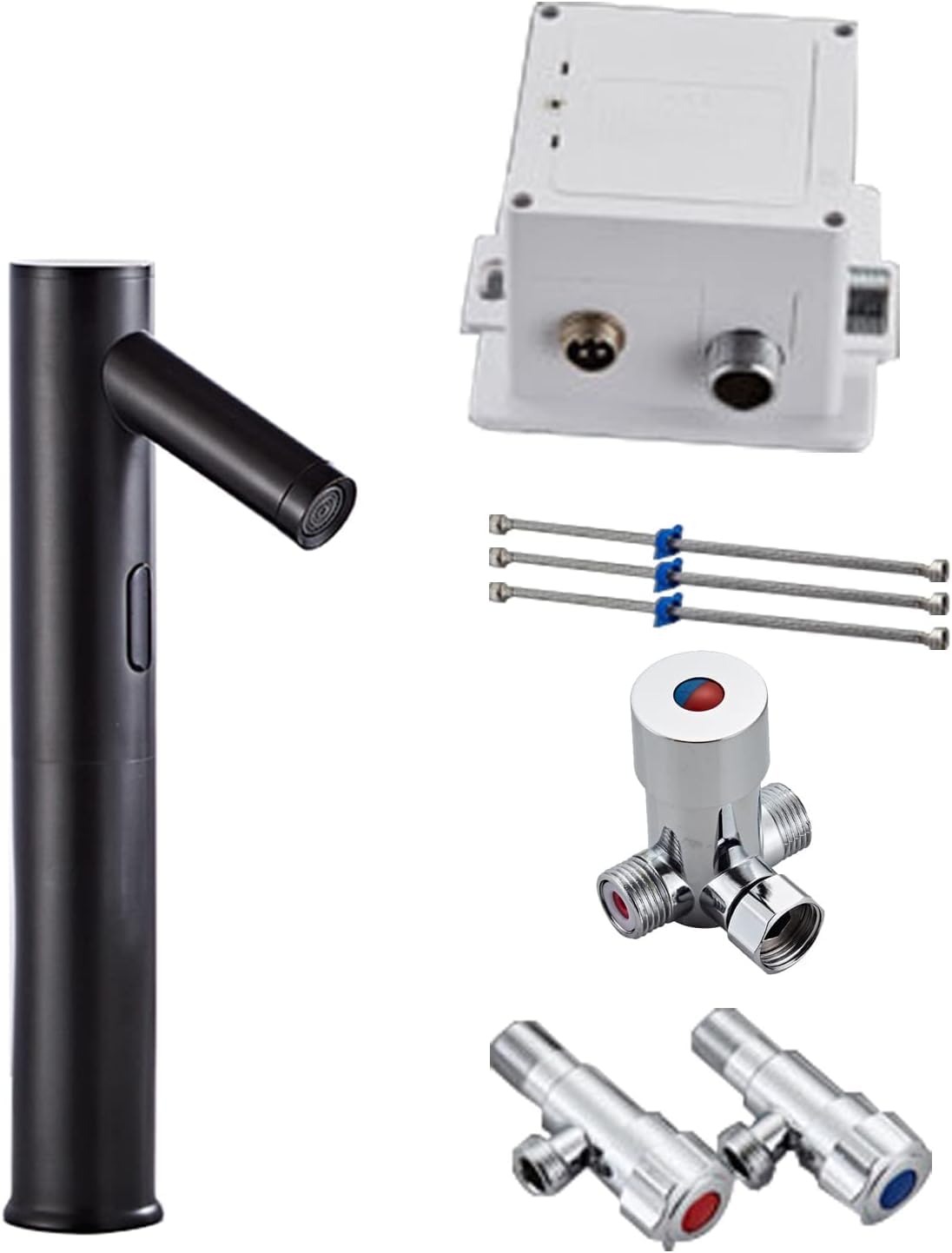 Rubinetto miscelatore con sensore automatico touchless, finitura dorata, comodo funzionamento a mani libere per un facile utilizzo e igiene nei bagni moderni