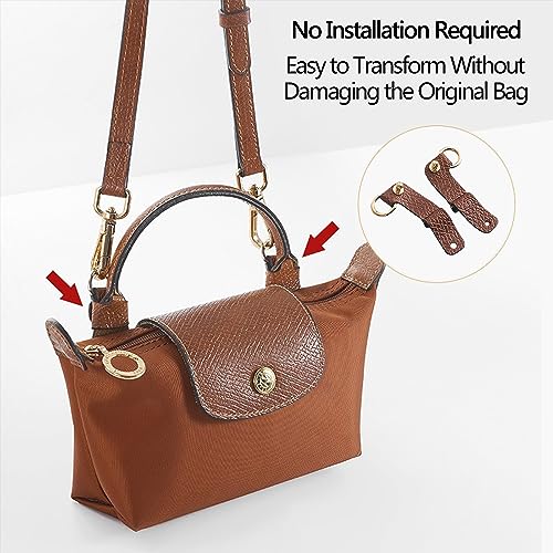 Image of Chispee Leather Bag Shoulder Strap, Purse Straps Replacement Crossbody Adjustable Conversion Kit for Longchamp Mini Bag