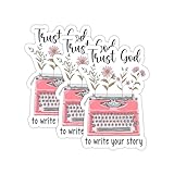 Trust G*d to Write Your Story ステッカー タイプライターステッカー クリスチャンステッカー 聖書ステッカー 宗教ステッカー 聖書ステッカー 防水 ダイカット ビニールステッカー ウォーターボトル用 (2インチ) 3個セット