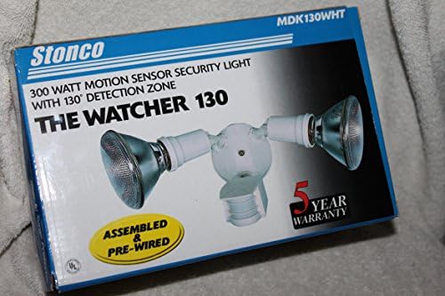 Stonco The Watcher 130 White Motion Sensor Dual Adjustable PAR Lampholders, 130 Degree Detection
