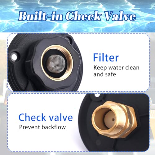 Image of BOXOB RV City Water Inlet with Brass Check Valve, Anti-Backflow 3 /4 inch NH Female to 1 /2 inch NPT Male RV Water Inlet Replacement for Camper Trailer Marine Motorhome