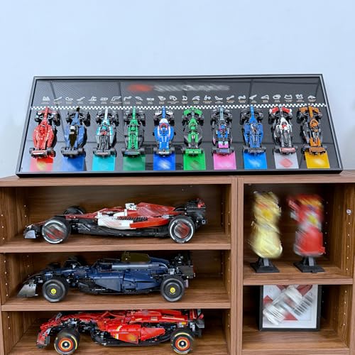 Image of WETCEAOM Display Wallboard Compatible with Lego Speed Champions 66082, 10 Mini Cars Display Frame Wall Mount (77242-77251), Transform Models into Wall Art Display (Models Not Included!) (Black)