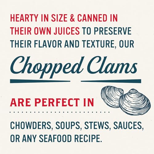 Snow's Wild Caught Chopped Clams Canned, 6.5 oz Can (Pack of 12) - 5g Protein Per Serving - Gluten Free, Keto Friendly, 99% Fat Free