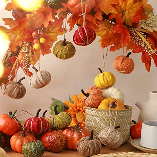 Fall-Pumpkin-Hanging-Ornament-Mini-Burlap-Fabric-Thanksgiving-Pumpkin-Hanging-Tree-Ornaments-for-Fall-Thanksgiving-Halloween-Christmas-Party-Tree-Mantel-Wall-Home-Decor-CraftsMixed-Color12-Pcs Fall Pumpkin Hanging Ornament Mini Burlap Fabric Thanksgiving Pumpkin Hanging Tree Ornaments for Fall Thanksgiving Halloween Christmas Party Tree Mantel Wall Home Decor CraftsMixed Color12 Pcs