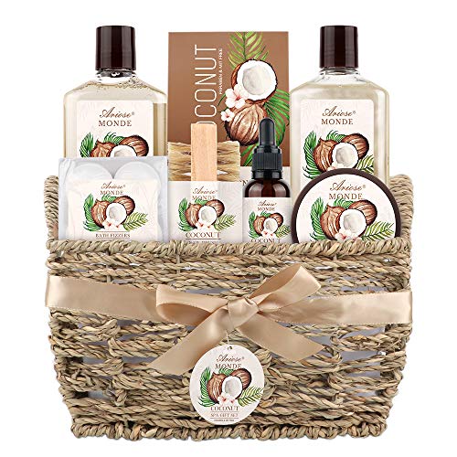 Ariosemonde Bundle Of 2 Pack Bath Bombs Gift Set And Bath Spa Basket Gift Set, Bath & Body Gift Set For Women, Coconut Scent #TOP1