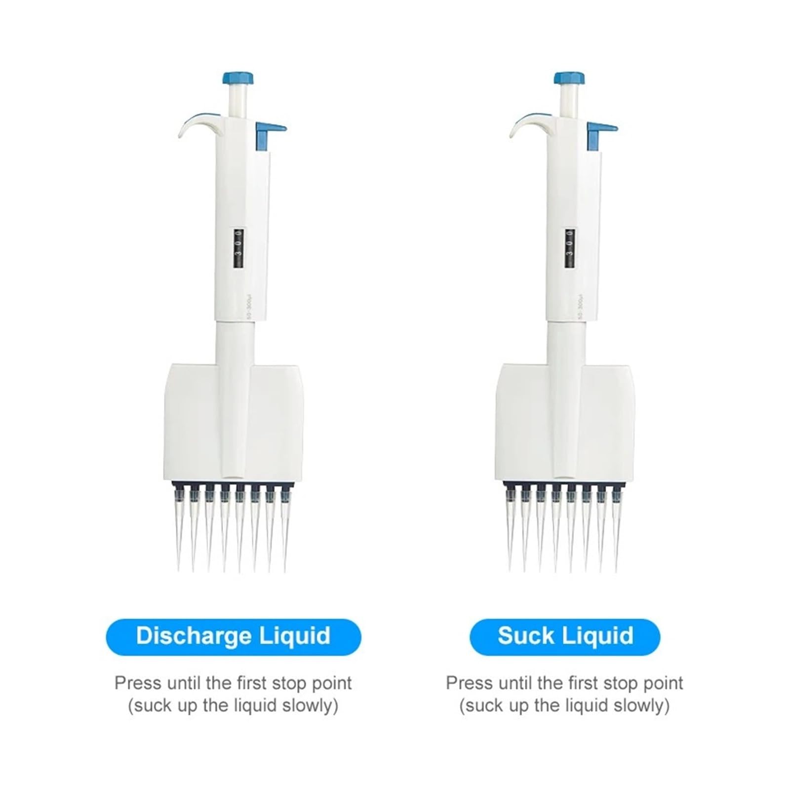 1PC Mehrkanalpipette Präzise und kalibrierte Mikropipette Mechanisch einstellbares Volumen Pipette 8/12 Kanäle Zur Prüfung der Wasserqualität(12 Channels 0.5-10ul)