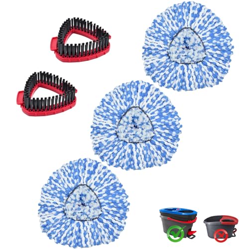 Mop Heads Replacements for Ocedar 3 Pack Mop Replace Head for Ocedar RinseClean 2-Tank System Spin Mop Replacement Head with 2 Scrubber Mop Head Microfiber Mop Refills Deep Cleaning