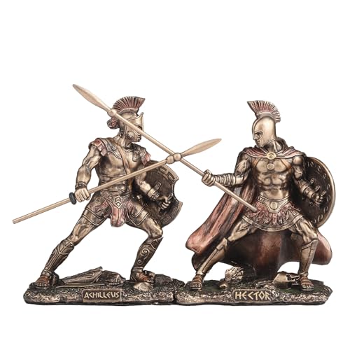 Veronese Design 3 1/2 Tall Inch Hector Fighting Achilleus Battle of Troy Resin Figurines Hand Painted Bronze Finish Miniature
