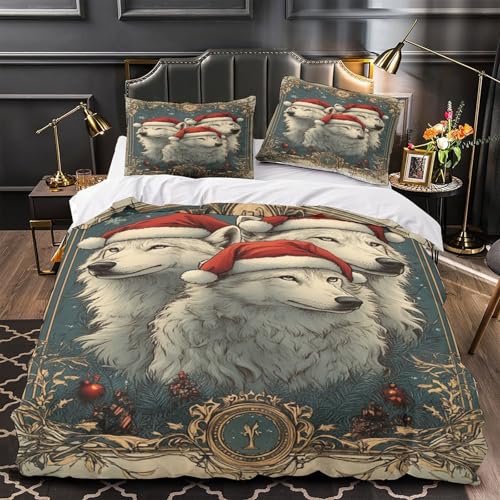Chiot de Noël housse de couette imprimée pour chambre de couple - 2