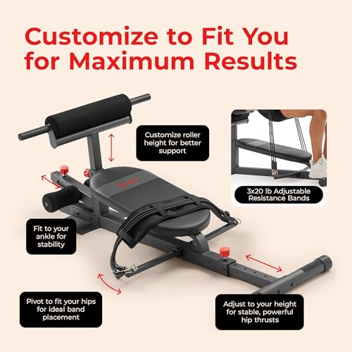 Image of Sunny Health & Fitness Multifuntion Hip Thrust Machine & Glute Trainer