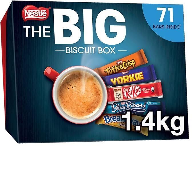 The Big Biscuit Box, 71 x Chocolate Bars & Kitkat +Yorkie +Toffee Crisp + Breakaway, Blue Riband