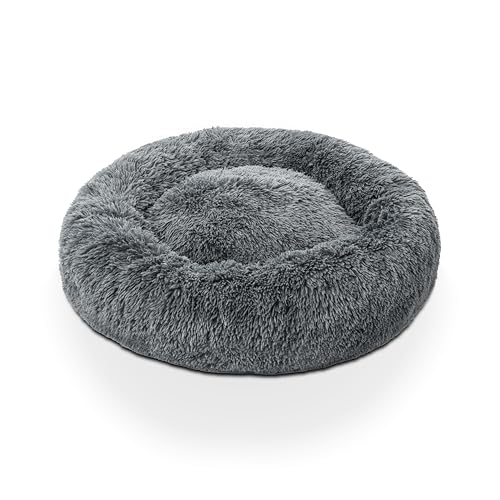 Woof & Whiskers Calming Donut Dog Bed Large 80cm - Dark Grey - Image 4