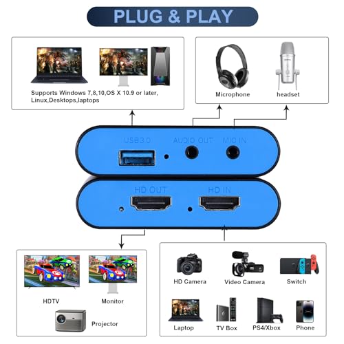 Image of USB 3.0 HDMI Video Capture Card for Nintendo Switch 2 1080P 60FPS Streaming