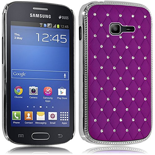Seluxion – Carcasa rígida estilo diamante color morado para Samsung Galaxy Trend Lite + película de protección