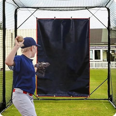 Gagalileo Baseball Softball Pitching Vinyl Hitting Backstop Rubber Target Padding for Outdoor Vinyl Batting Cage Rubber Padded Black Backstop Mat Softball Chain Link Hanging Rolling Baseball Backstop Cover