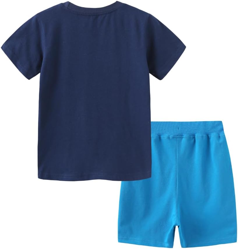 Boys Shorts Set Summer Outfits for Kids Short Sleeve Tshirts Toddler Cartoon Cotton Clothing Set 3-7T - Image 2