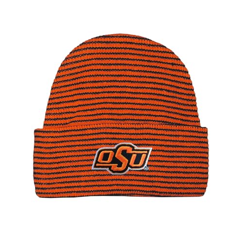 Two Feet Ahead Oklahoma State Cowboys Striped Baby Hat for Boys and Girls-Softly Knitted Infant Baby Beanie (Oklahoma State Cowboys Striped) Red