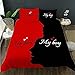 AILONEN Couple Hearts Duvet Cover Set Full Size, Red Black Bedding Set,My Boy & My Girl Printed Comforter Cover,3Pcs Silhouettes of Men and Women Faces Duvet Cover, 1 Quilt Cover and 2 Pillowcases