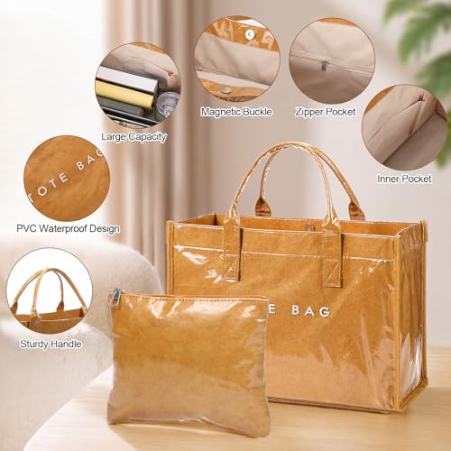 Bolso Tote de PVC para Mujer con Estampado y Pouch miniatura 4