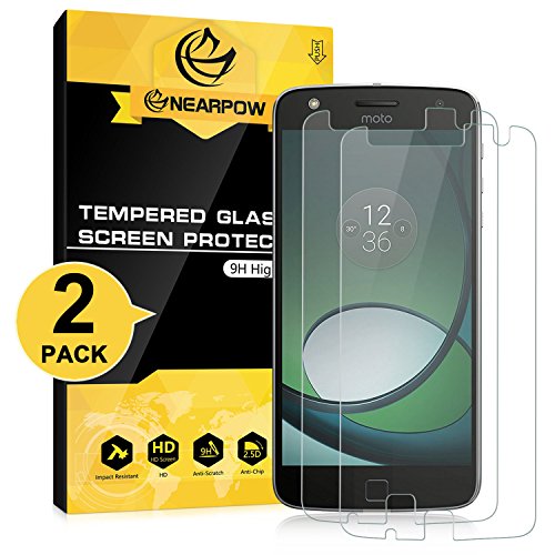 NEARPOW [2 Pack] Moto Z Play Screen Protector, [Tempered Glass] Screen Protector with [9H Hardness] [Crystal Clear] [Easy Bubble-Free Installation] [Scratch Resist]