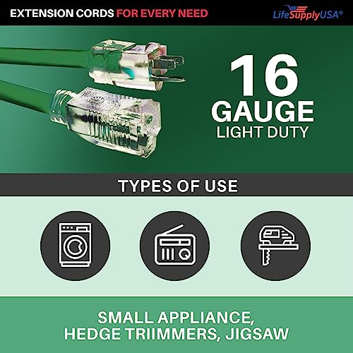 Lifesupplyusa 1233FTDGU 3Ft Power Outdoor Extension Cord & Indoor - Waterproof Electric Drop Cord Cable - 3 Prong Sjtw, 12 Gauge, 15 Amp, 125 Volts, 1875 Watts, 12/3 Etl Listed By Lifesupplyusa thumb #10