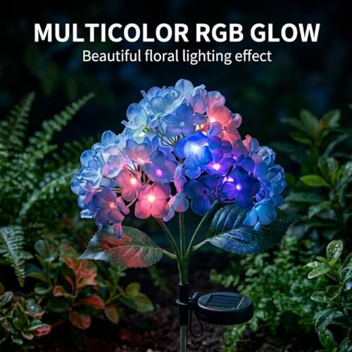 Image of hardoll Plastic Solar Decorative Light Hydrangea Flower Shaped RGB Color LED Lamp For Waterproof Outdoor Home Garden Yard(Blue Color-Pack Of 1)