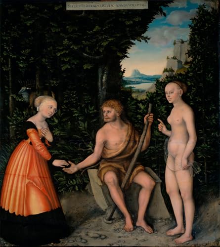 Cranach le Choix d'Héraclès Impression Sur Toile Décoration Salon 60x90cm