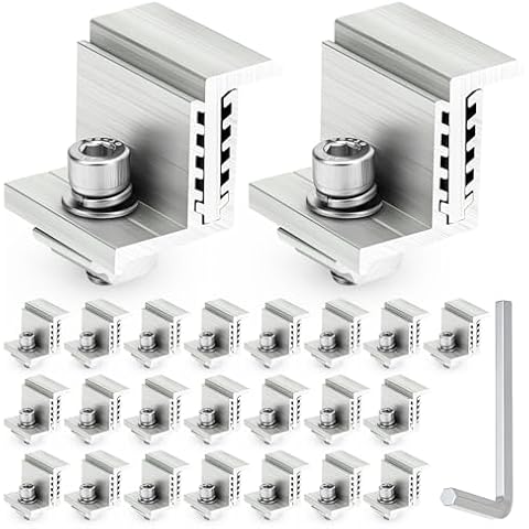 QCDENG 24Pcs 35-55mm Adjustable Solar Panel End Clamp, Aluminum Z Bracket Solar Panel Mounting, Rooftop Mount End Clamps Cover