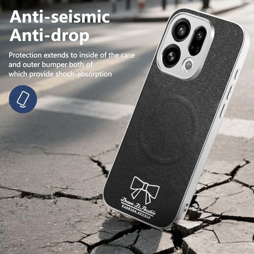 Image of for Oppo Find X9 5G Magnetic Case Butterfly Bow Pattern PU Leather + TPU + PC Shockproof Phone Cover - Black