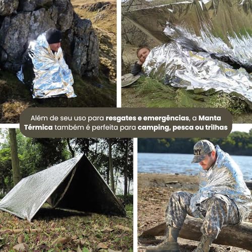 Cobertor Manta Térmica Aluminizado para Resgate e Camping 210 cm x 140 cm