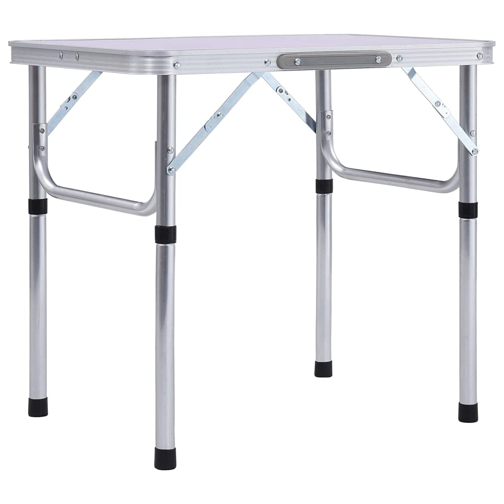 Gecheer Tavolo da Campeggio Pieghevole in Alluminio,Tavolo da Pranzo per Esterni,Tavolo Pieghevole in Alluminio,Tavolino da Picnic in Alluminio,Tavolino Tavolo Camper Campeggio Picnic Bianco 60x45 cm