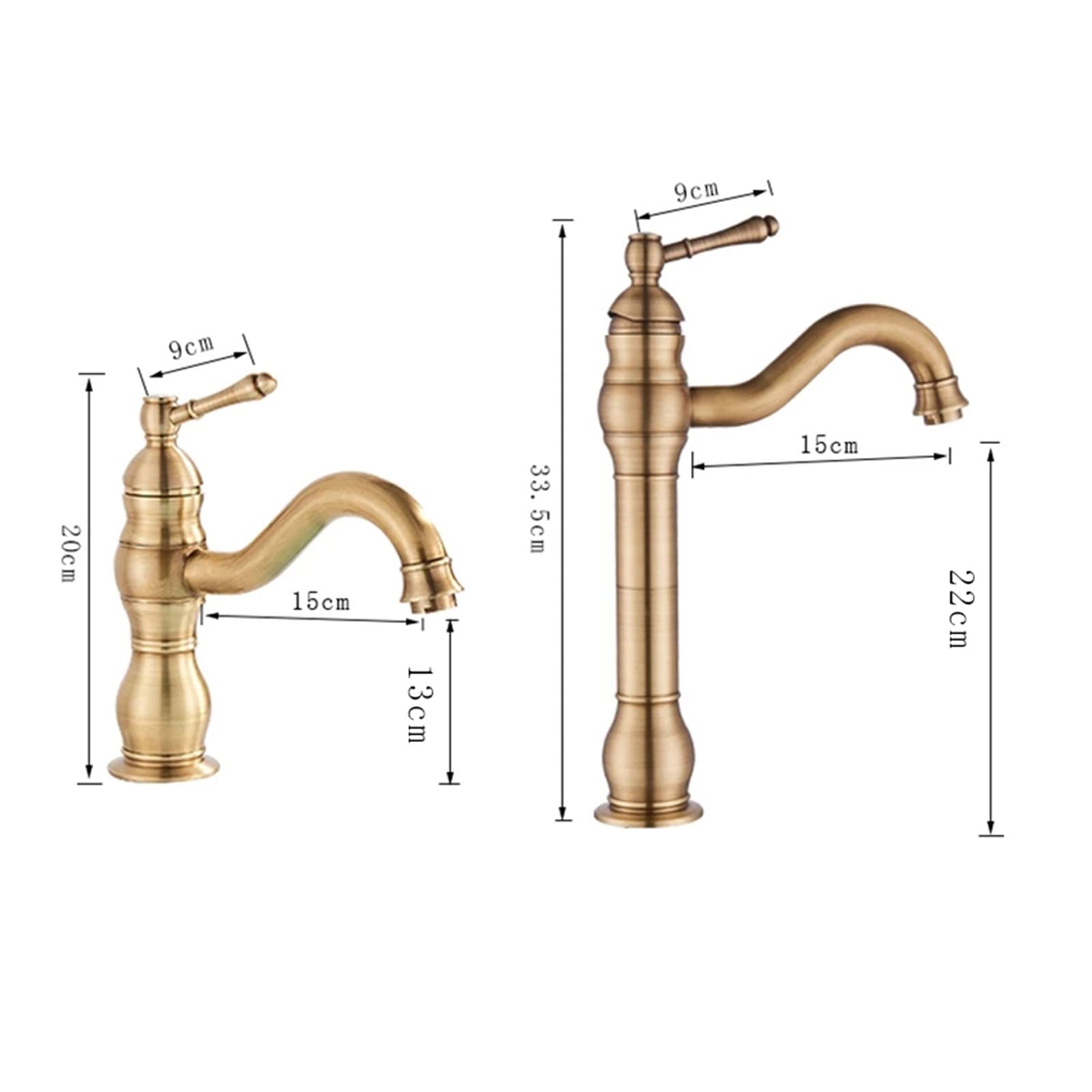 Baterie umywalkowe, Mosiądz Antyczne Tapy Łazienka Kran Bateria Column Water Kolumna Mikser Montażowy Dźwigowy Wysoka Krótki(Chrome Tall)