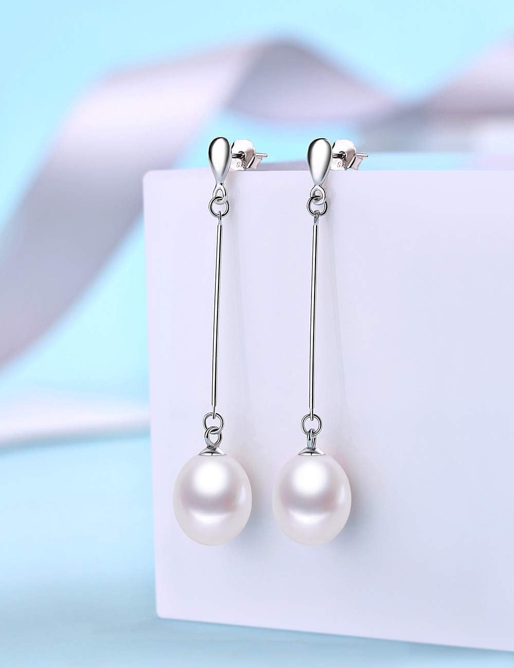 HXZZ Fine Jewelry Women Gifts 925 Sterling Silver Freshwater Cultured Teardrop White Pearl Pendant Necklace