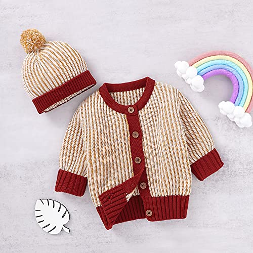 Newborn Infant Sweater 0-18 Months Baby Boy Girl Knitted Button Sweater with Hat Autumn Winter Clothing Sets2