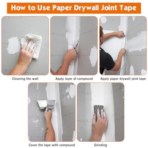 Image of ROLLINGDOG 2'' x246 ft Paper Drywall Joint Tape | Drywall Tape for Seam Patch Wall Sheetrock Ceiling Crack, White